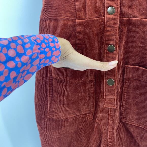 Universal Thread burnt orange corduroy cropped adjustable jumpsuit size 2 - Picture 6 of 9